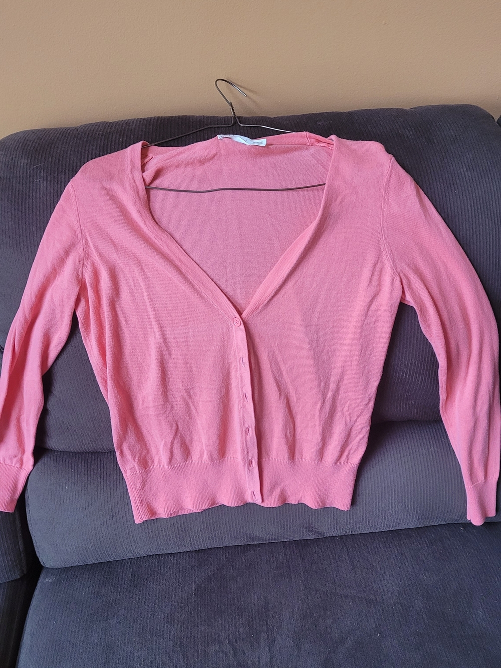 Faded Glory Coral Pink Lightweight Button Cardigan